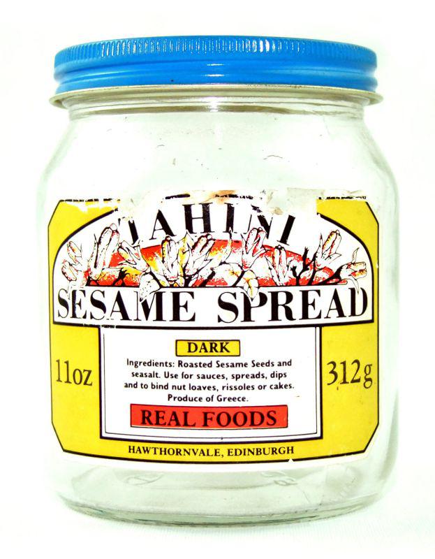 Real Foods Tahini spread label circa 1980s